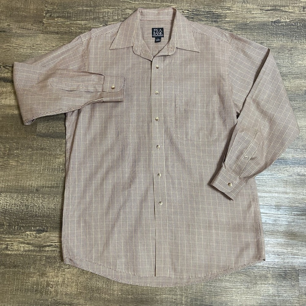 Jos. A.Bank Men's Medium Dress Shirt Houndstooth Preppy Officecore Quiet Luxury - Picture 3 of 10